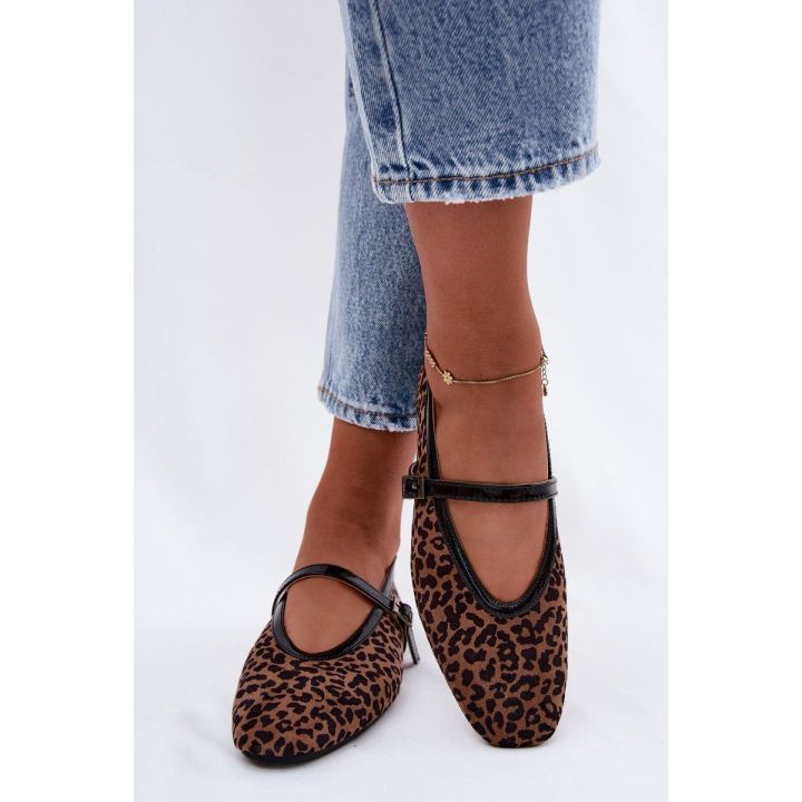Leopardo rašto balerinos su dirželiu