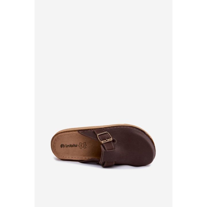 Moteriškos klumpės su sagtimi Inblu, šokolado spalvos