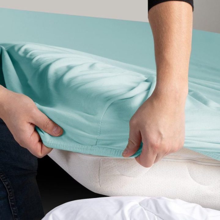Paklodė su guma 220–240×220+30 mėlyna FROZENBLUE