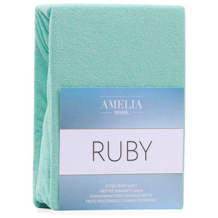 Paklodė su guma 160–180×200+30 cm mėtinės spalvos AH RUBY