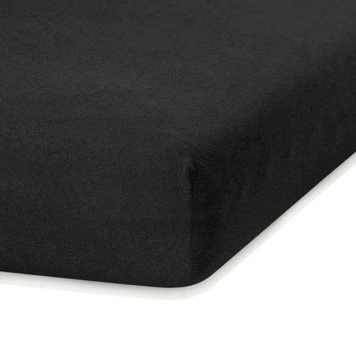 Paklodė su guma 80–90x200+30 cm juoda AH RUBY
