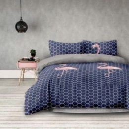 Patalynės komplektas tamsus su flamingais AH Basic 155x220 cm (2) + 80x80 cm (2)