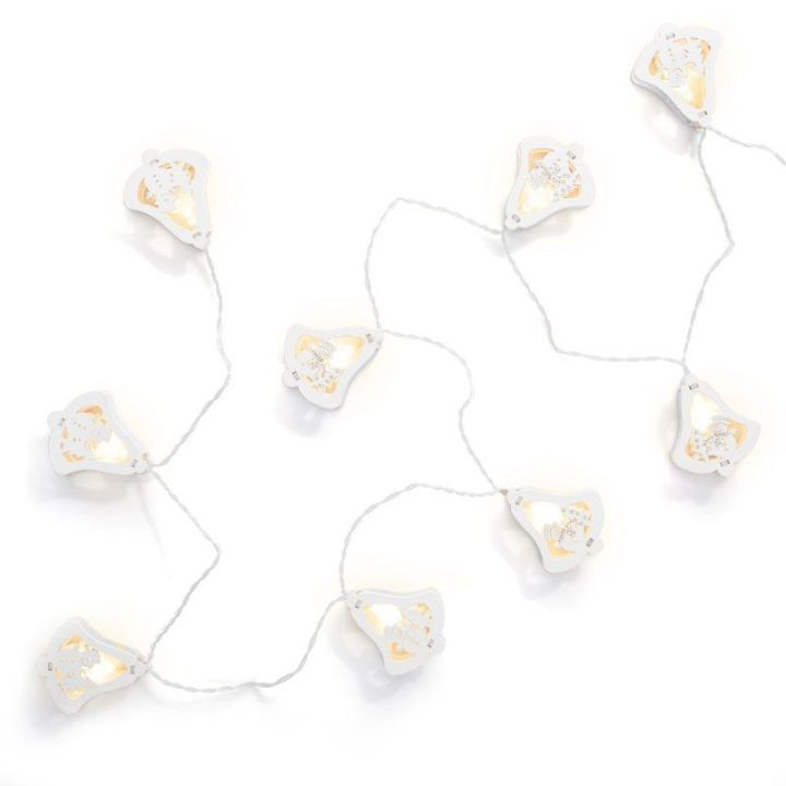 Kalėdiniai LED varpeliai „Jingle Bells“, 10 vnt., šiltai balti