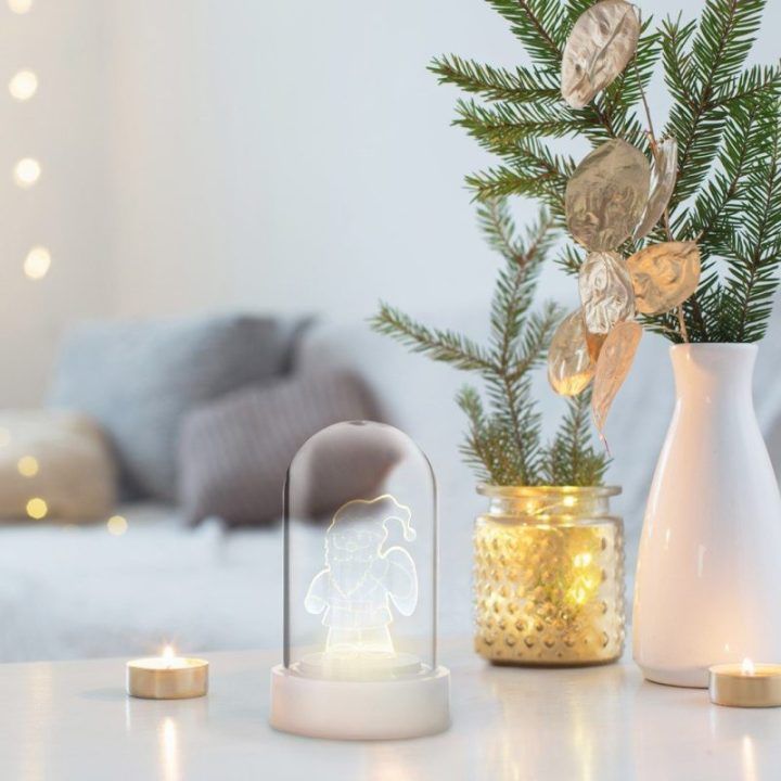 LED kalėdinė dekoracija ILUM Santa, šiltai balta, 1 vnt.