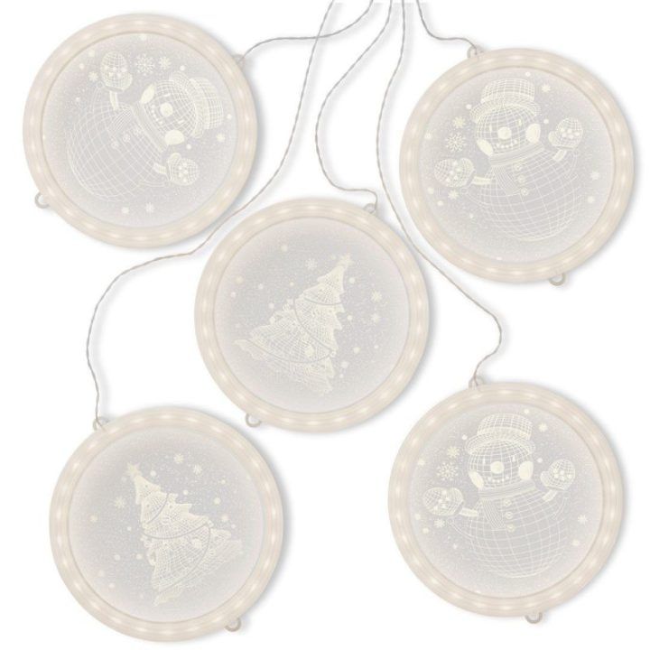 LED vitražas Wintery, apvalus rinkinys 5 vnt.