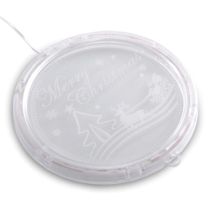 LED vitražas Merry Christmas apvalus AmeliaHome