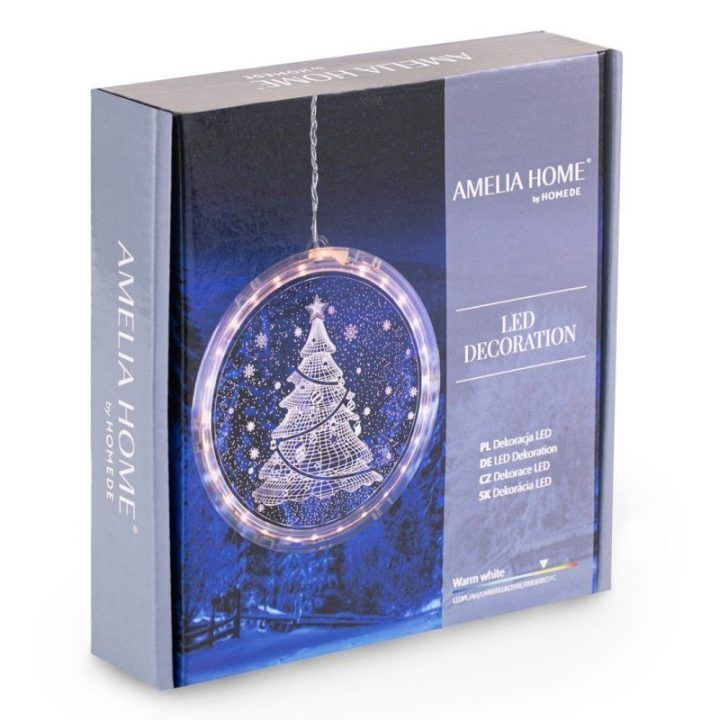 Apvalus LED vitražas CHRISTMASTREE (1 vnt.)