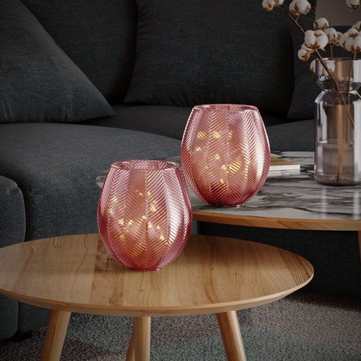 LED dekoracija MURCIA pudrinė rožinė 16 × 17,5 cm