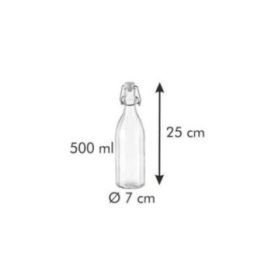 Kvadratinis butelis „Della Casa“ 500 ml su klipsu