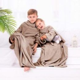 Smėlinės spalvos vaikų antklodė LAZYKIDS 90×105 cm