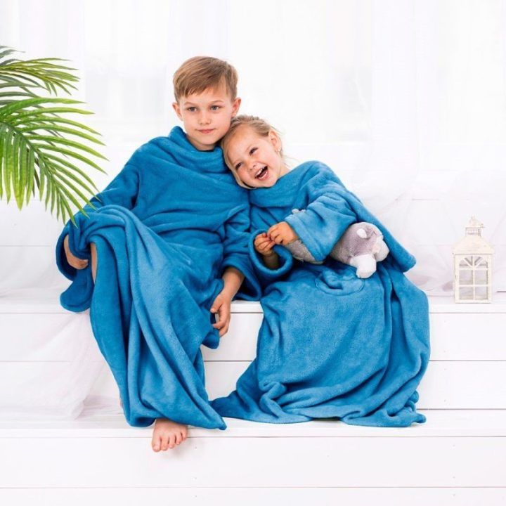 Antklodė vaikams, tamsiai mėlyna (90×105 cm) — LAZYKIDS INDIGO