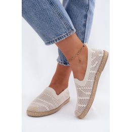 Moteriškos tekstilinės ažūrinės espadrilės Candessa, smėlio spalvos