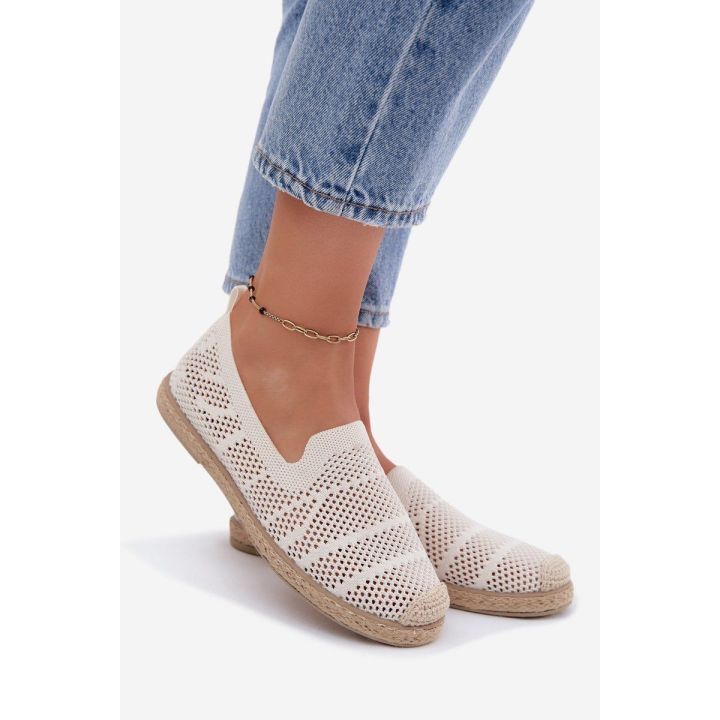 Moteriškos tekstilinės ažūrinės espadrilės Candessa, smėlio spalvos