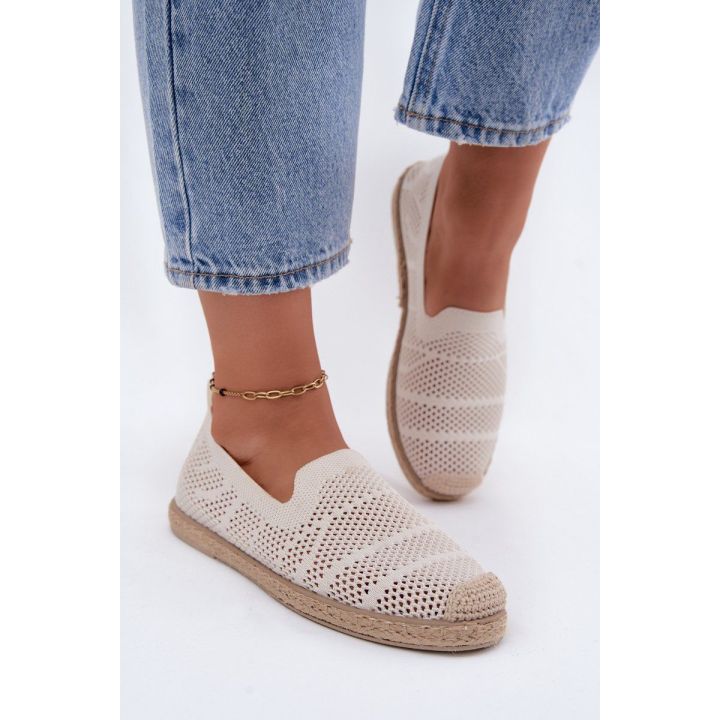 Moteriškos tekstilinės ažūrinės espadrilės Candessa, smėlio spalvos