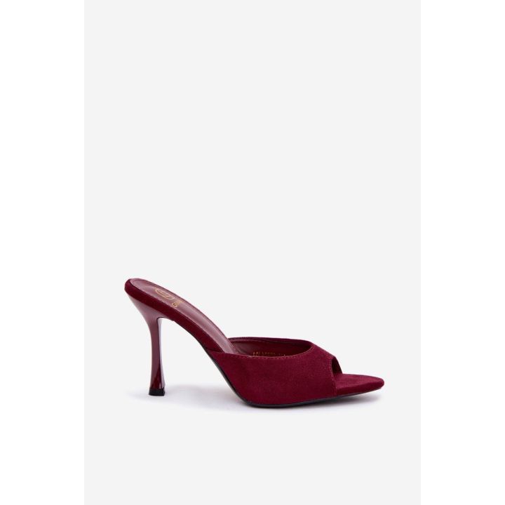 Bordo spalvos basutės su kulnu Cherryssa iš zomšos imitacijos