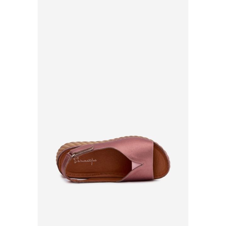 Natūralios odos basutės su koturnu Maciejka Pink Gold