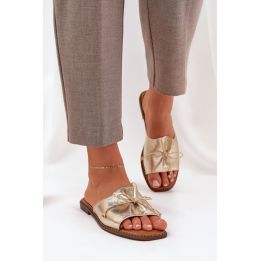 Odos imitacijos moteriškos šlepetės su kaspinu Step in style