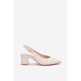 Kreminės spalvos basutės su kulnu Step in style