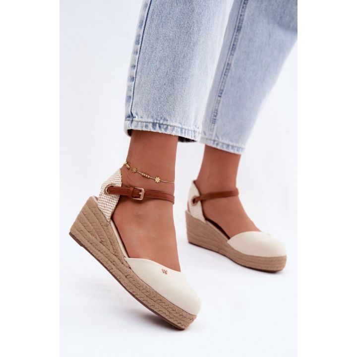 Smėlio spalvos espadrilės su kulnu Wrangler