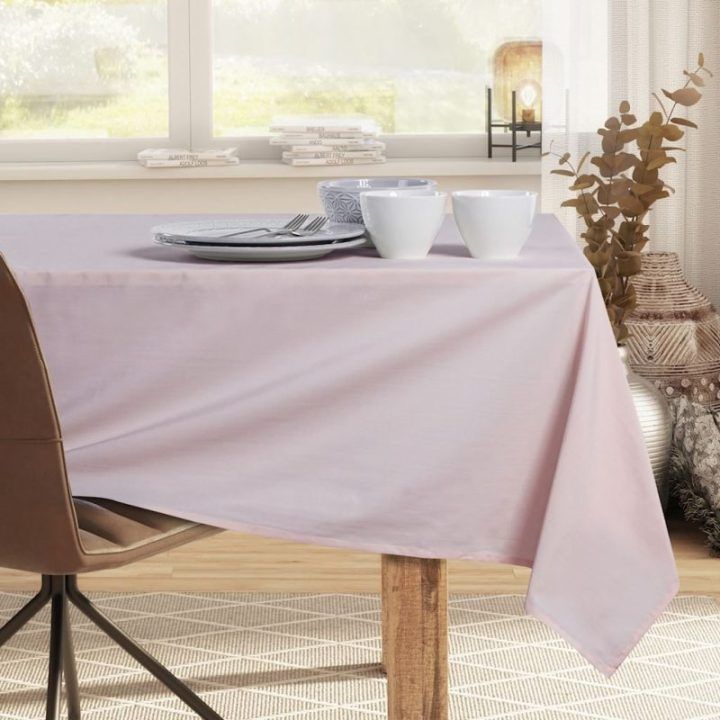 Staltiesė ir stalo takelis 115×300 + 35×300 pudrinė rožinė DK PURE