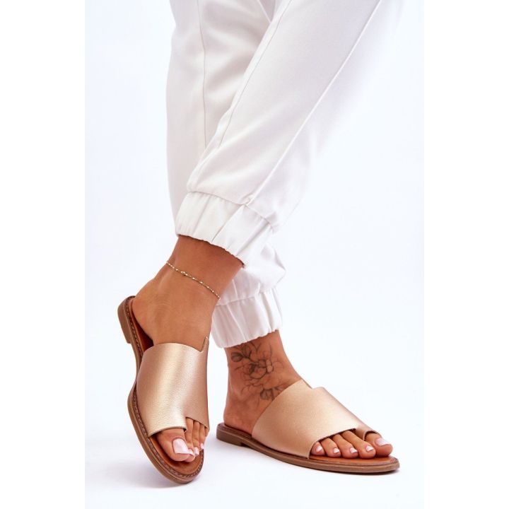 Moteriškos odinės šlepetės Gold Amite