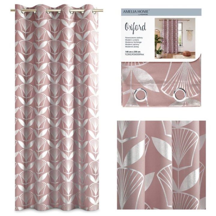 Užuolaida OXFORD FLORIS 140×250 šviesiai rožinė AH