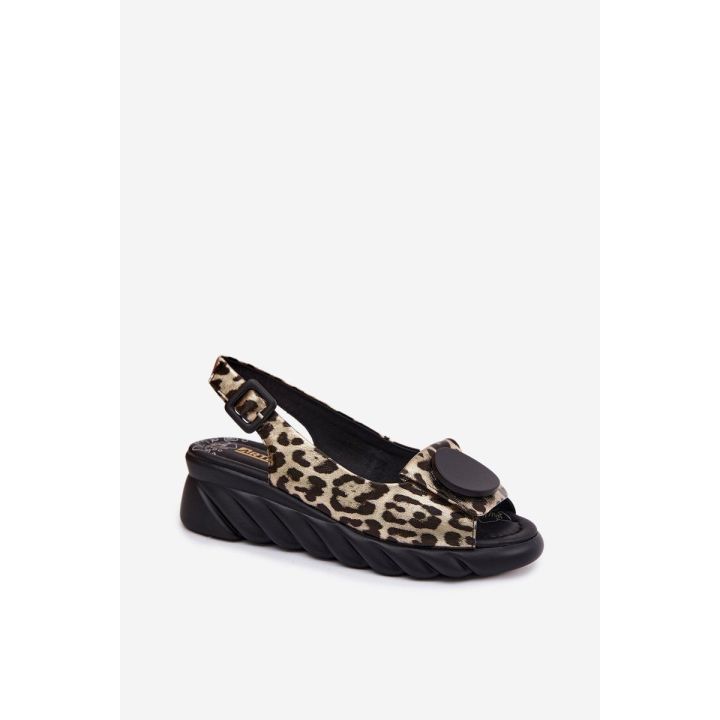 Odinės platforminės basutės leopardo raštu