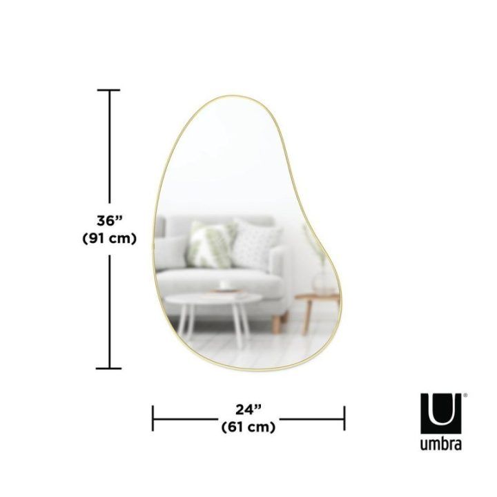 Veidrodis PEBBLE 92 × 3 × 61 cm, žalvario spalvos HUBBA