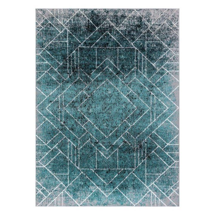 Kilimas 140 × 190 cm, pilkos ir žalios spalvos WELLI RHOMBUS