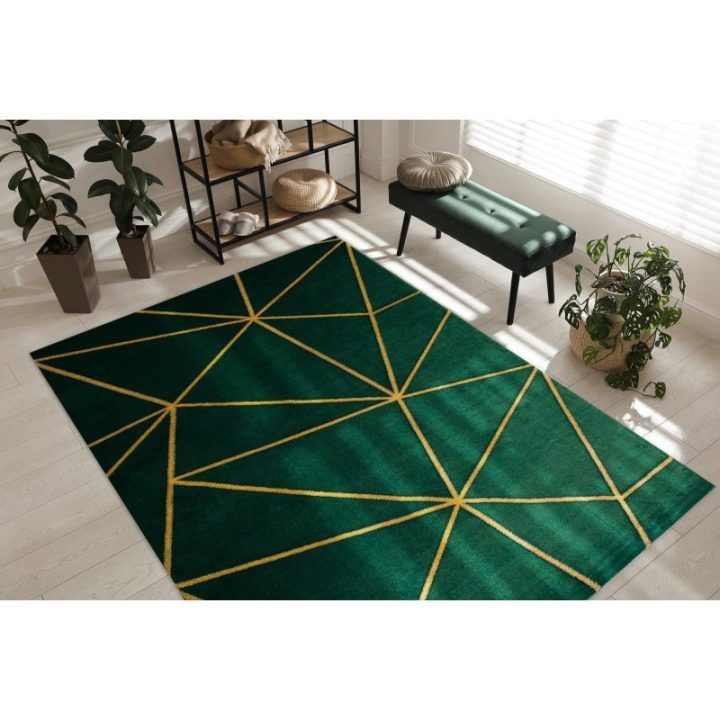 Kilimas 80 × 150 cm, tamsiai žalias su aukso akcentais ESTEMA