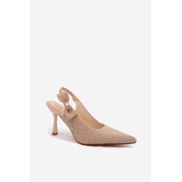 Smėlio spalvos aukštakulnės basutės su kaspinu Step in style