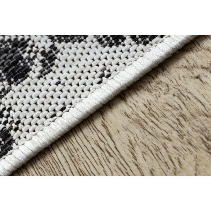 Kilimas su gyvatės rašto ornamentu 160x220 cm juodos ir kreminės spalvos