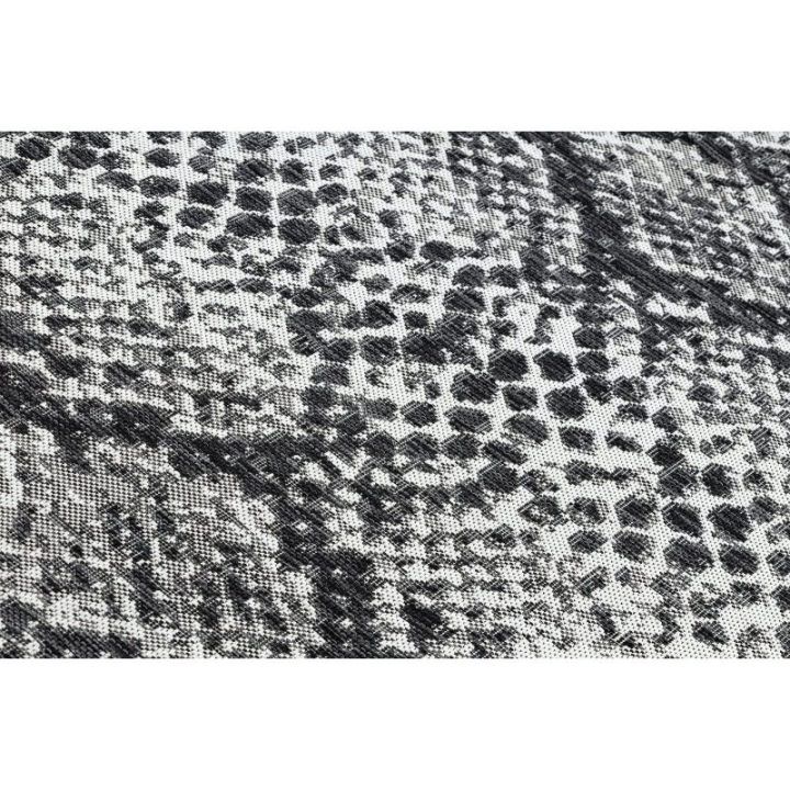 Kilimas su gyvatės rašto ornamentu 160x220 cm juodos ir kreminės spalvos