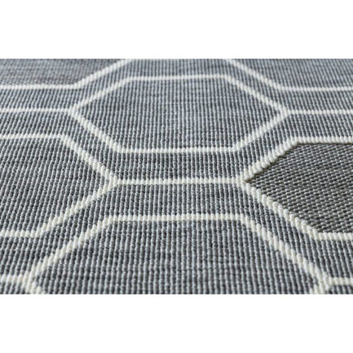 Kilimas šešiakampiu raštu pilkos spalvos WINK HEXAGON