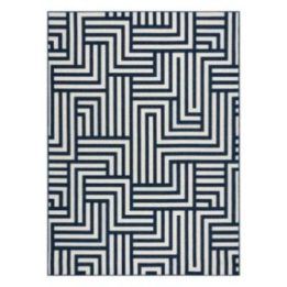 Kilimas geometrinio rašto smėlio ir tamsiai mėlynos spalvos WINK MAZE