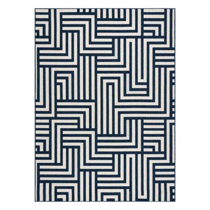 Kilimas geometrinio rašto kreminės ir mėlynos spalvos WINK MAZE