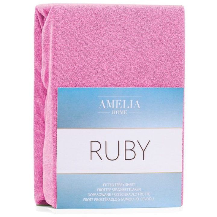 Frotinė paklodė su guma rožinės spalvos Amelia Home Ruby