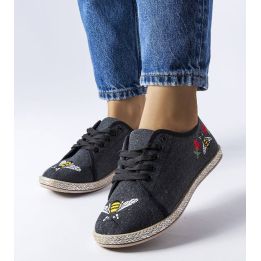 Juodos blizgančios espadrilės