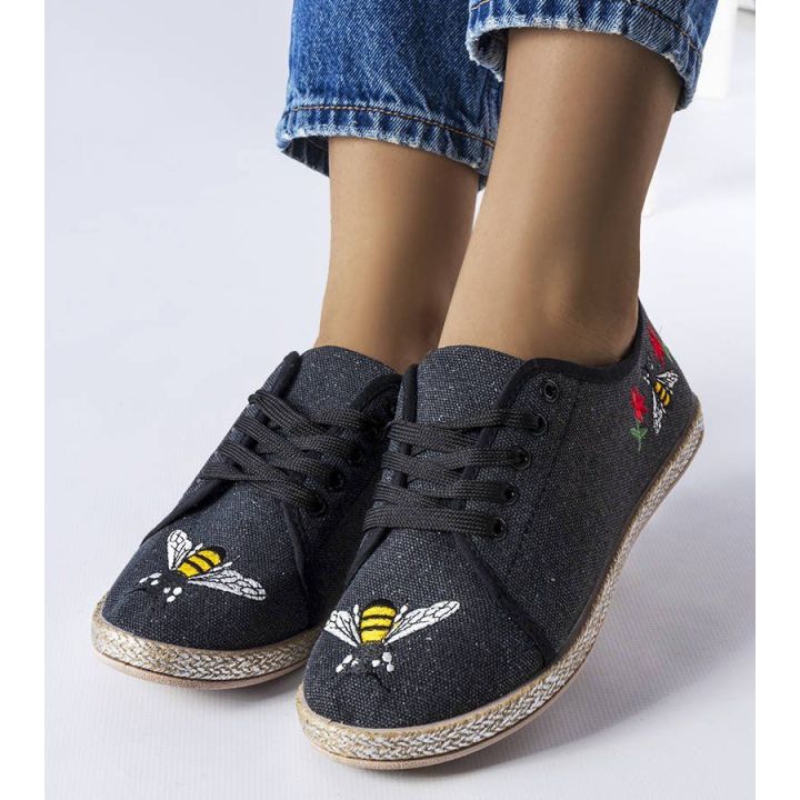 Juodos blizgančios espadrilės