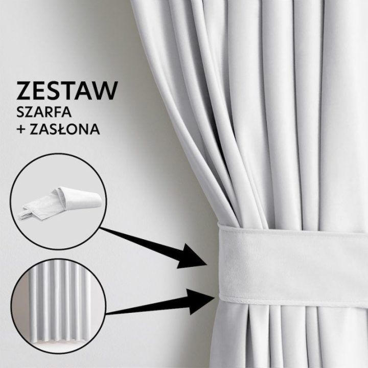 Užuolaida su klostėmis iš velveto balta