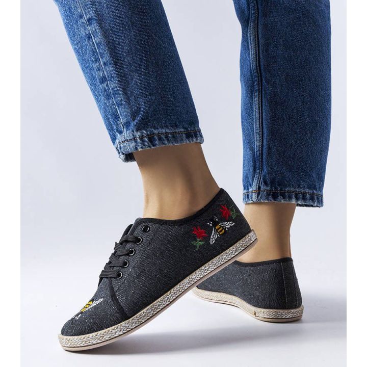 Juodos blizgančios espadrilės