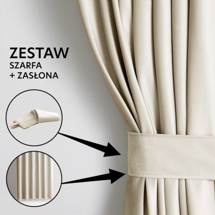 Užuolaida iš veliūro su šviesos slopinimu iki 77 % šviesiai smėlio spalvos