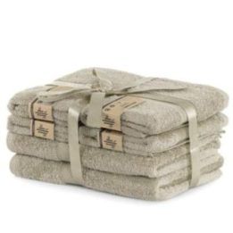 Rankšluosčių rinkinys iš bambuko pluošto 2 vnt. 70x140 ir 4 vnt. 50x100 smėlio spalvos