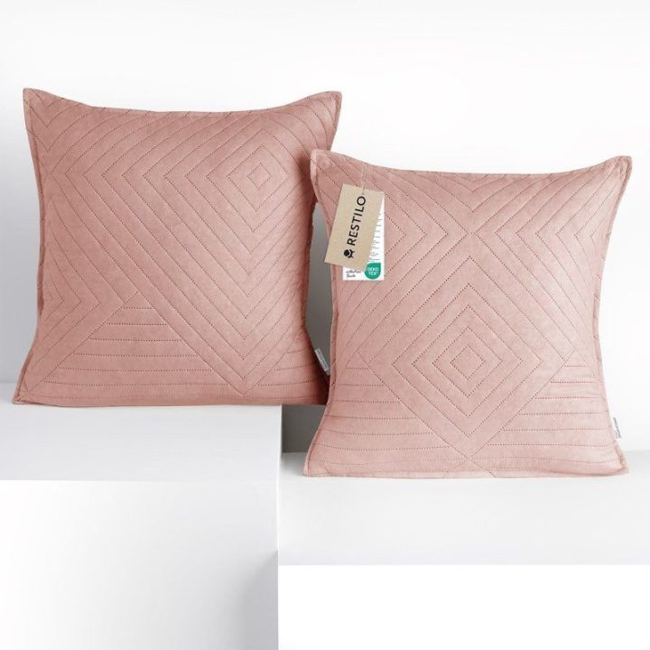 Dekoratyvinis pagalvės užvalkalas 45×45 cm šviesiai rožinis Restilo