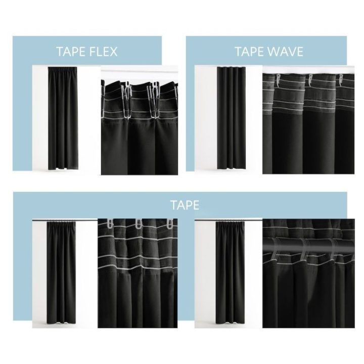 Užuolaida RES OXFORD CARLI PLEAT BLACK 140X270 1PC