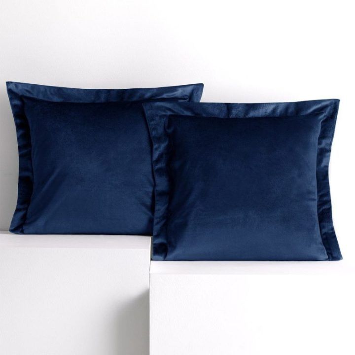 Aksominiai pagalvių užvalkalai 45 × 45 cm, indigo, 2 vnt.