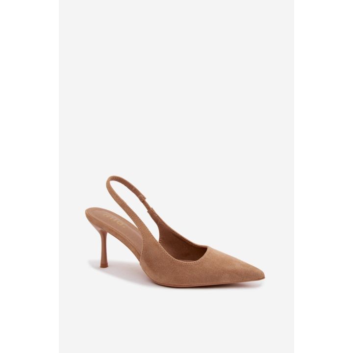 Basutės su kulnu, smėlio spalvos Step in style