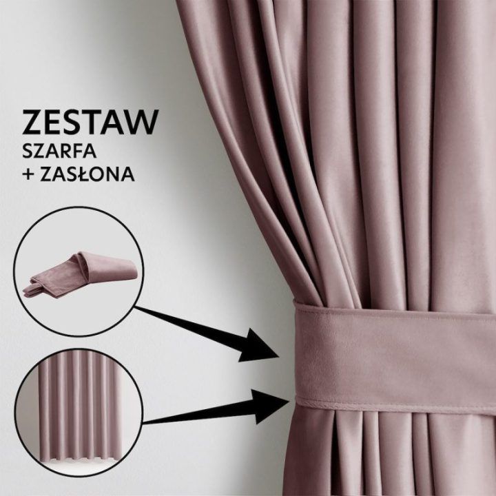Rožinė aksominė užuolaida su kilpomis AmeliaHome 140 × 245 cm