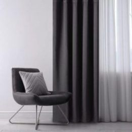Juoda užuolaida su kilpomis AmeliaHome 140 × 245 cm