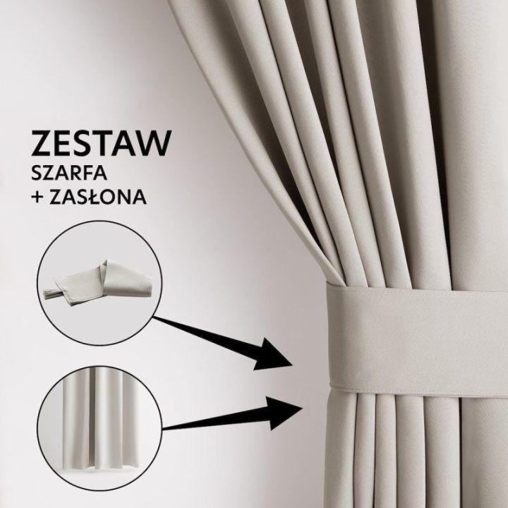Užuolaida su kilpomis AmeliaHome 140 × 280 cm, šviesiai smėlio spalvos